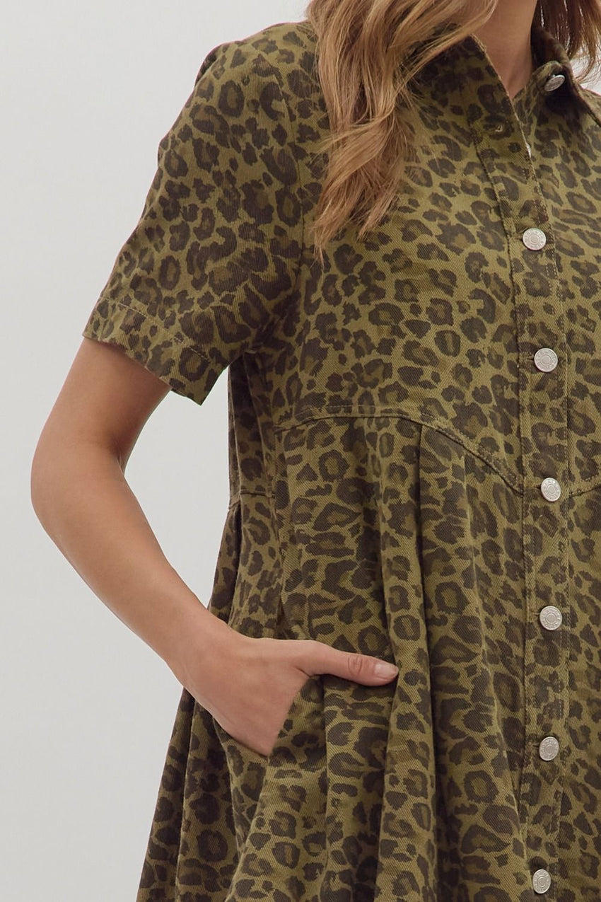 Olive Leopard Denim
