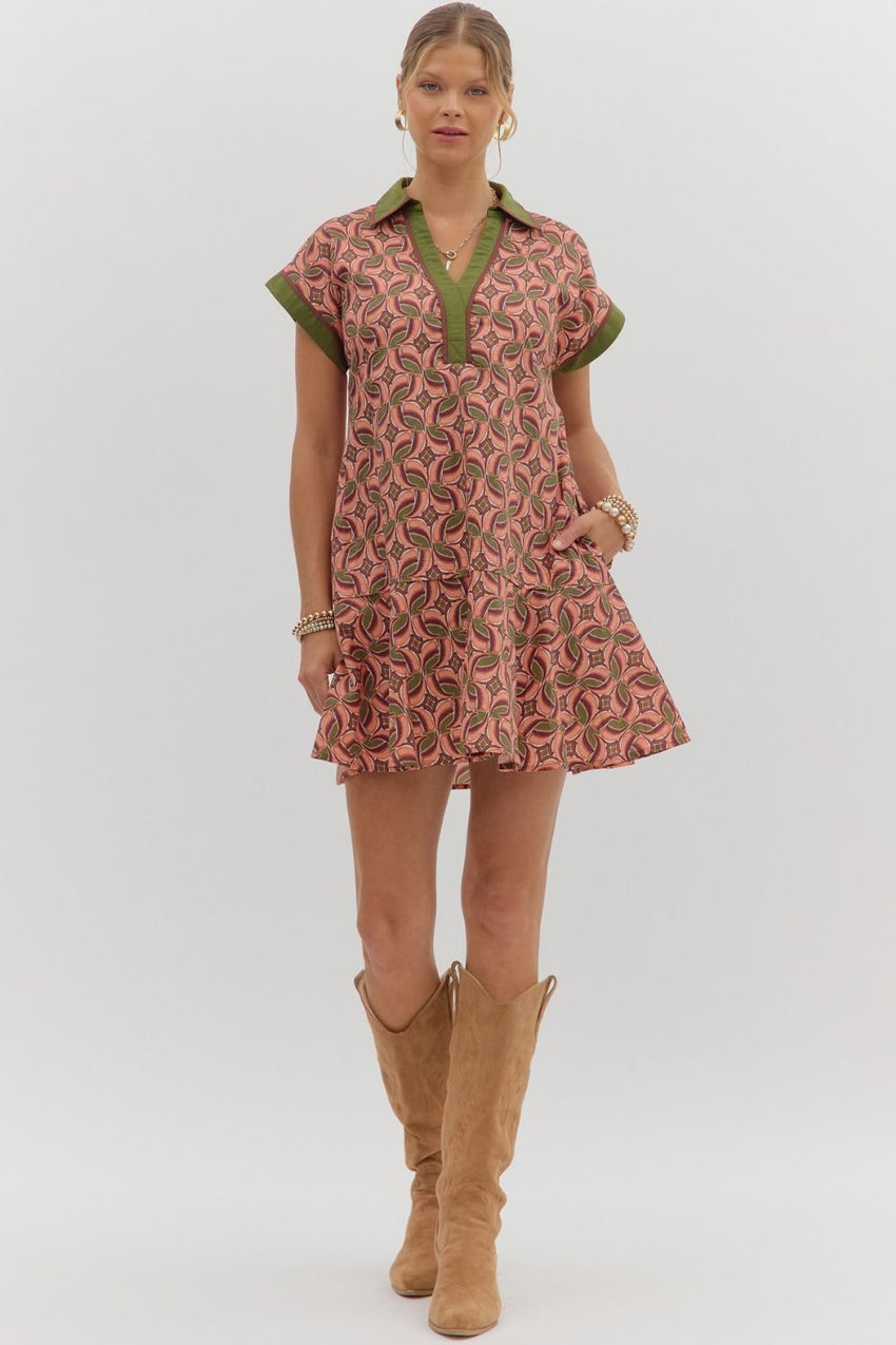 D27956 Wine Abstract Dress