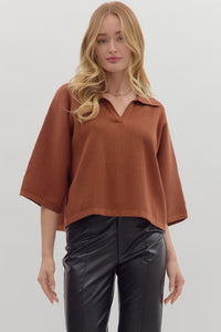 T28962 Brown Knit Top
