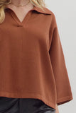 T28962 Brown Knit Top