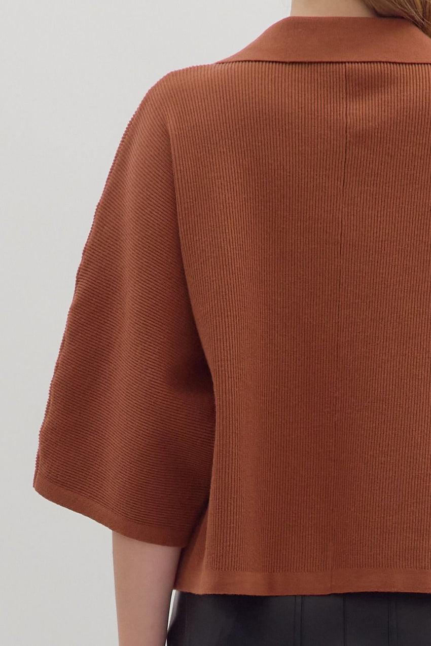 T28962 Brown Knit Top