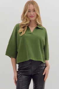 T28962 Olive Knit Top