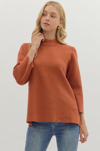 T28317 Pumpkin Mock Neck Knit