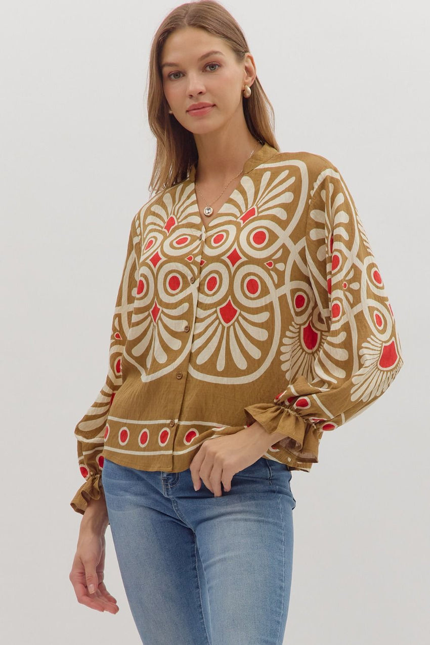 T29122 Navy Geometric Top