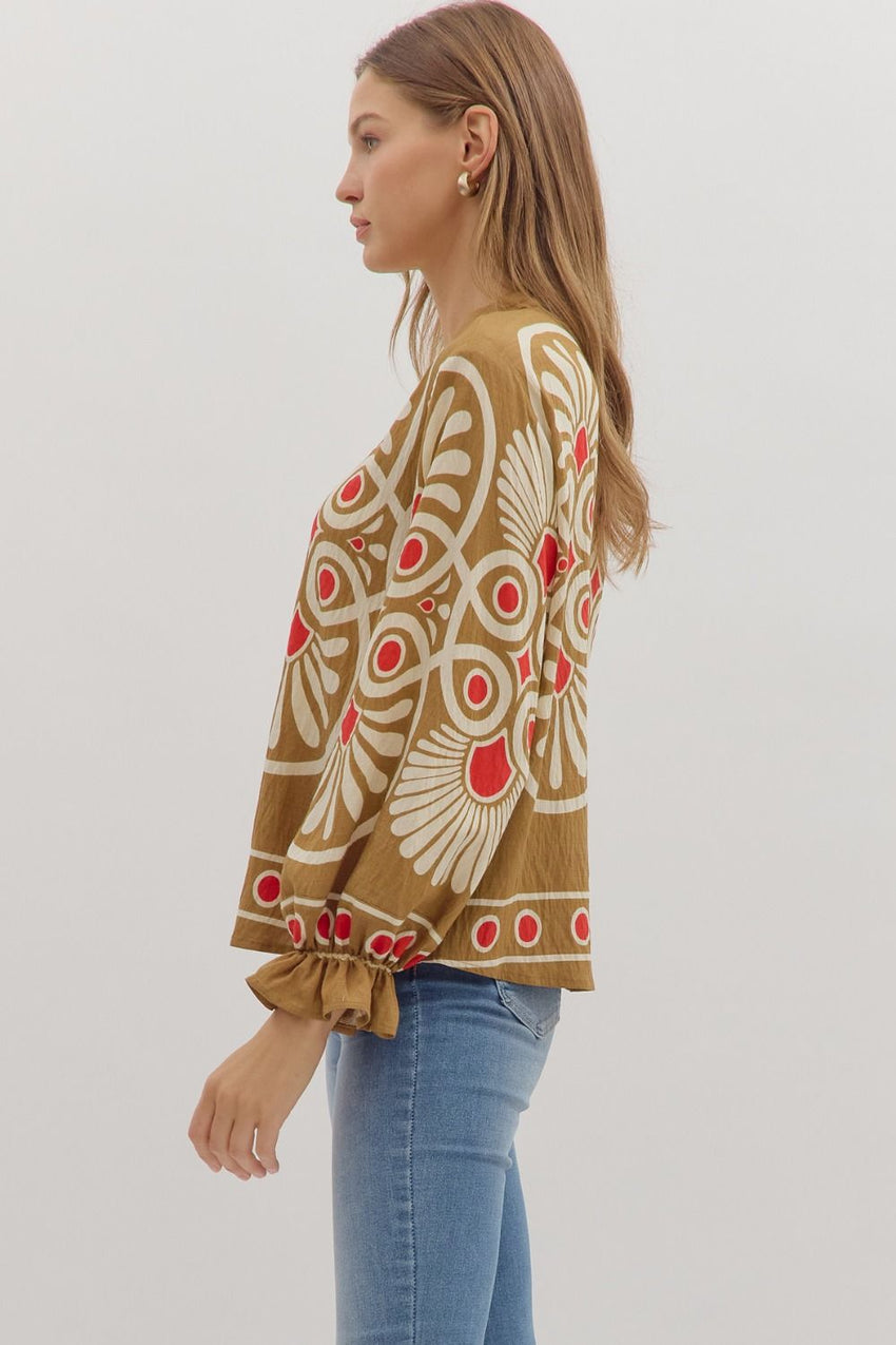 T29122 Navy Geometric Top