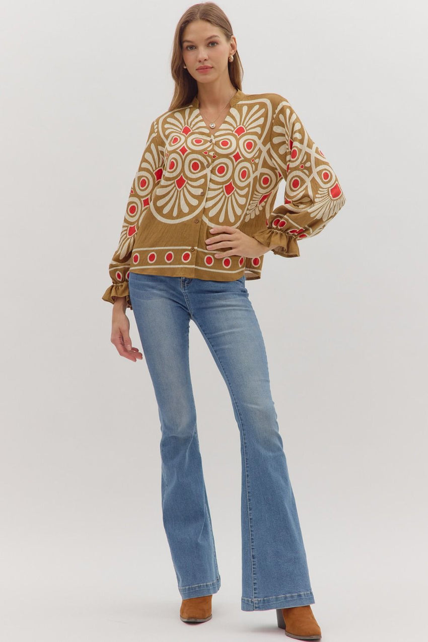 T29122 Navy Geometric Top