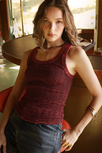 NS8465 Vintage Reversible Lace Top Ruby Wine