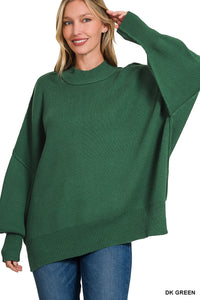 TW-3424A5 Side Slit Sweater Dark Green