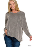 RRT-8429A Ribbed Striped LS Top