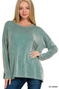 RRT-8429A Ribbed Striped LS Top