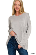 RRT-8429A Ribbed Striped LS Top