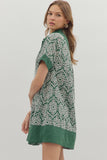 D27448  Embroidered S/S Swing Dress