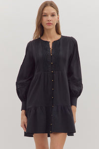 D28881 Black L/S Dress