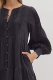 D28881 Black L/S Dress