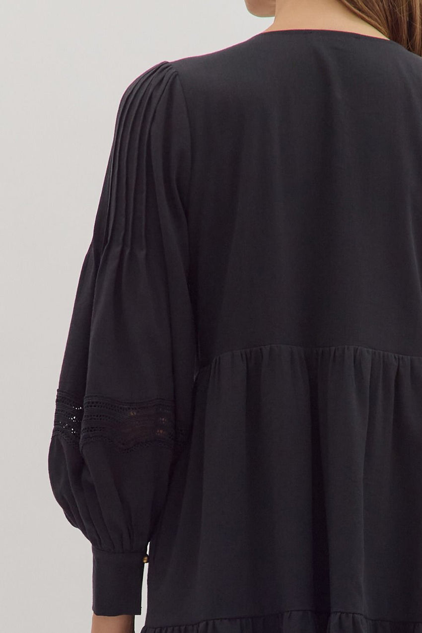 D28881 Black L/S Dress