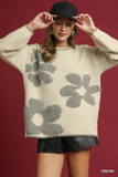 CS5320 Cream Flower Sweater