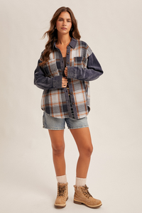 36390 Plaid Corduroy Shacket