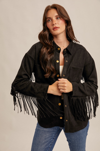 38733 Fringe Shirt Jacket  Suede
