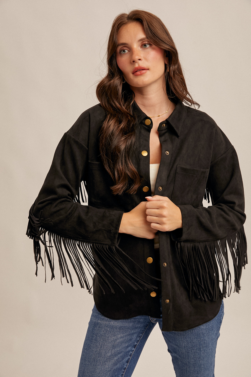 38733 Fringe Shirt Jacket  Suede