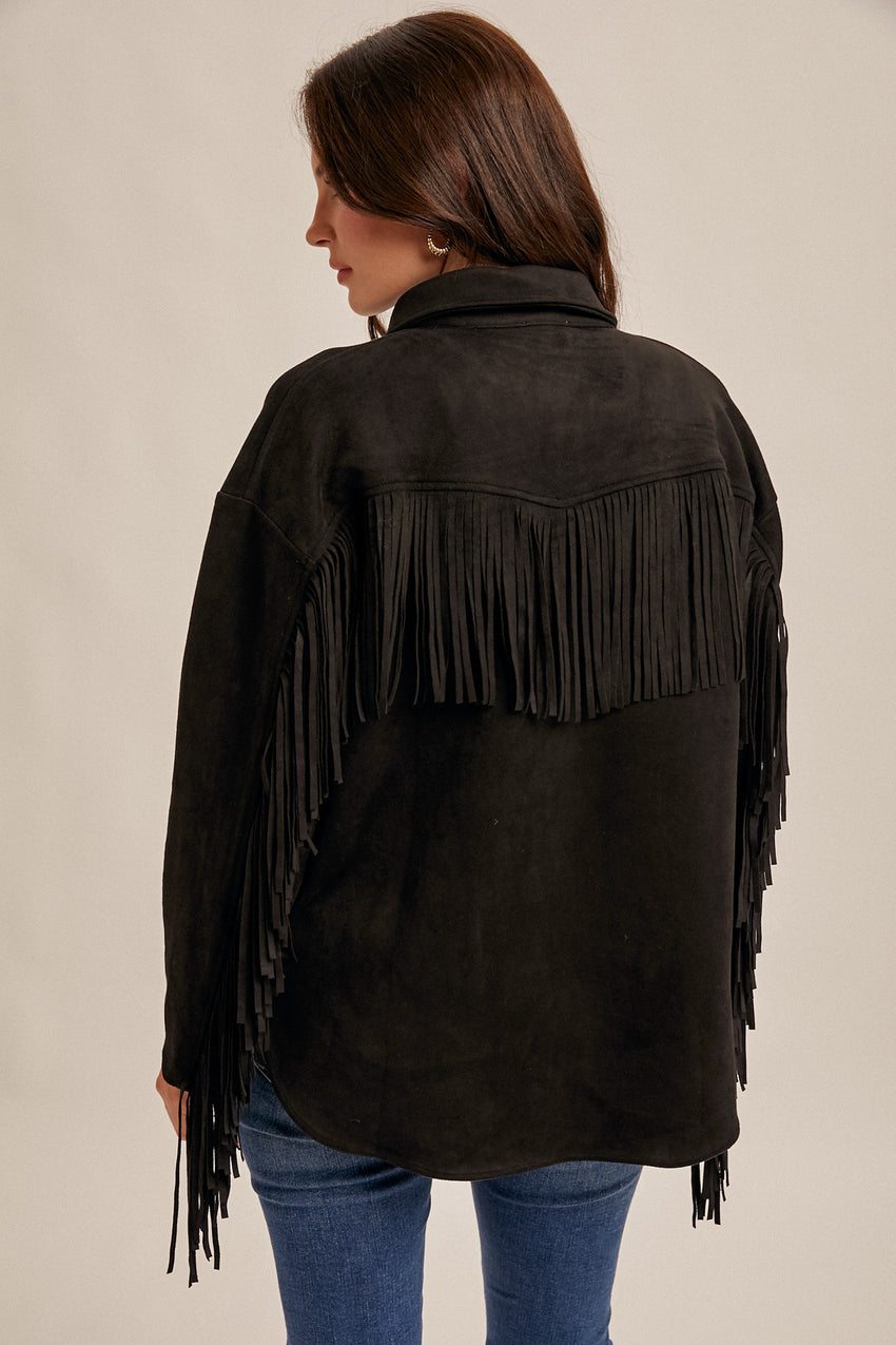 38733 Fringe Shirt Jacket  Suede