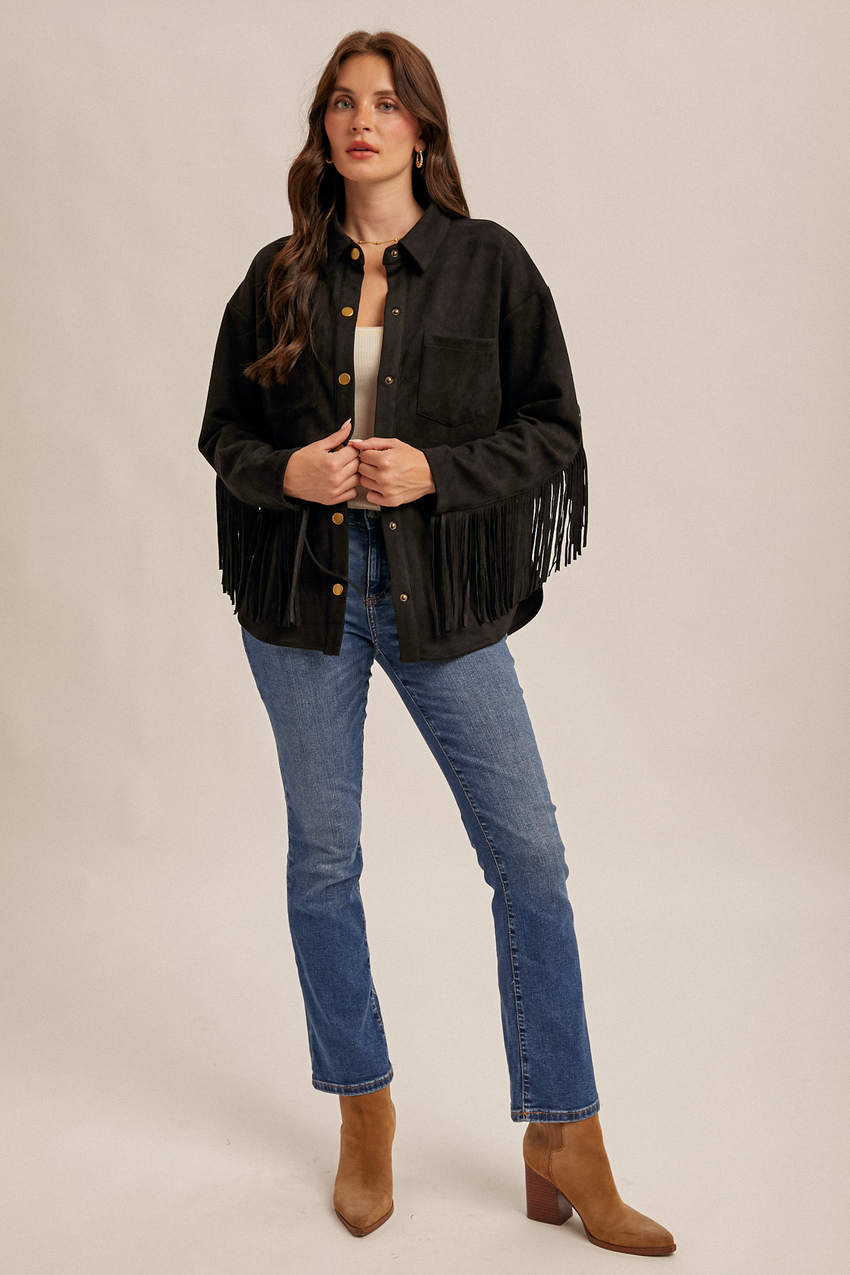 38733 Fringe Shirt Jacket  Suede