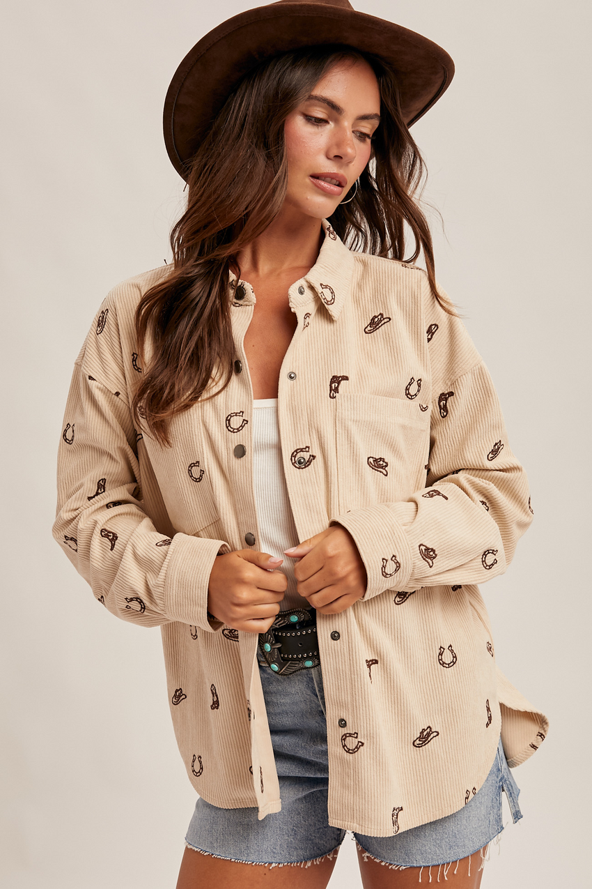 38737 Cow Girl Corduroy Button Down