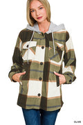 Olive Green Plaid Shacket