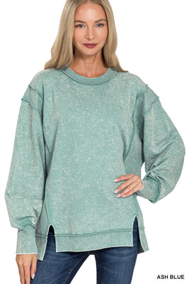 Side Split  Sweatshirt - Ash Blue