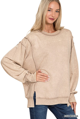 Side Split Sweatshirt Tan