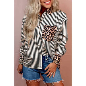 Leopard Stripe Button Up