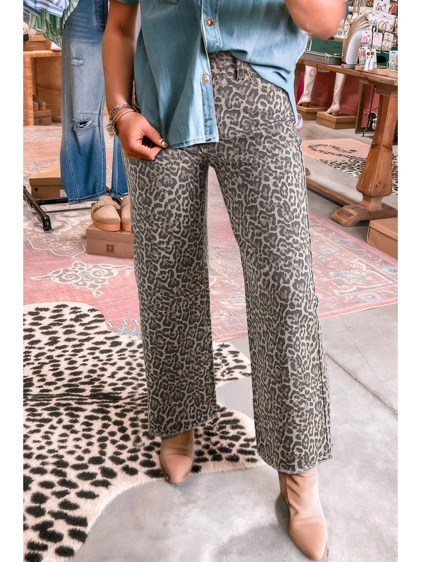 Leopard Wide Leg Jean