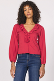 Raquelle v-neck ruffle long sleeve