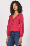 Raquelle v-neck ruffle long sleeve