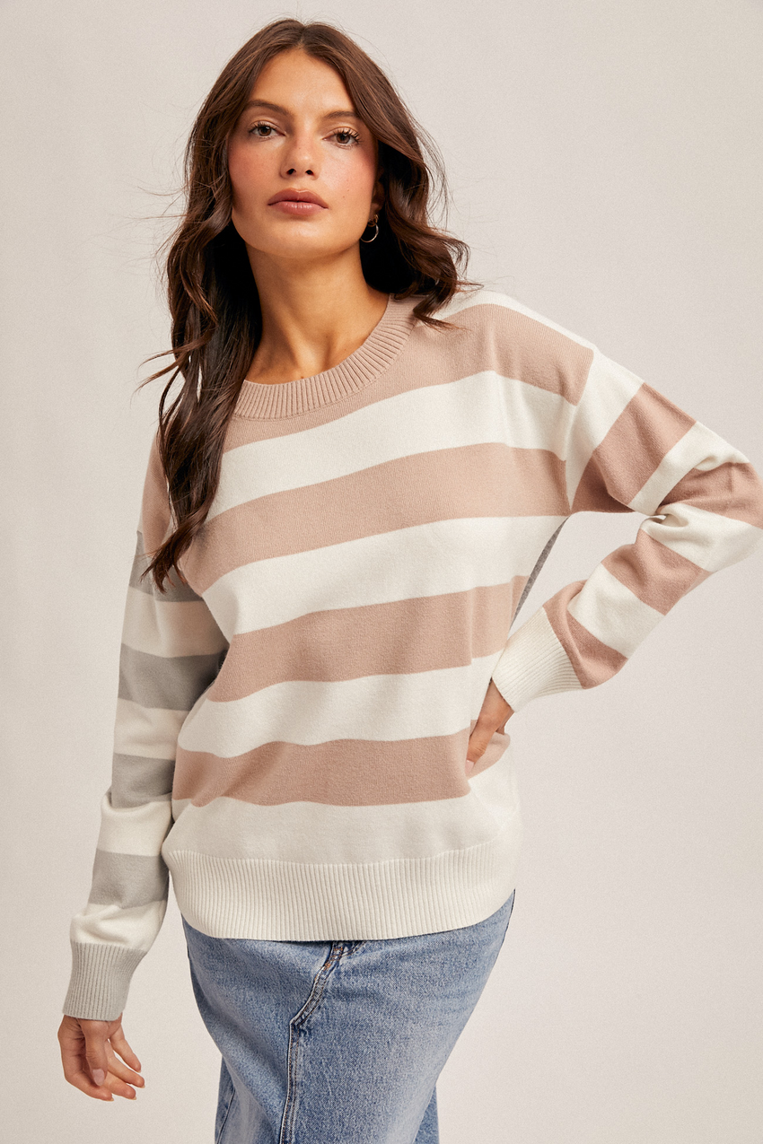 36385 Taupe/Grey Sweater