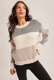 36419 Navy/Taupe Striped Sweaters