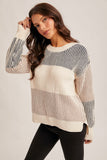 36419 Navy/Taupe Striped Sweaters