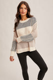 36419 Navy/Taupe Striped Sweaters