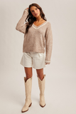 36431 V-Neck Taupe Pullover