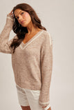36431 V-Neck Taupe Pullover