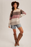 36480 Taupe Multi Color Block Sweater