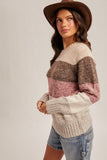 36480 Taupe Multi Color Block Sweater