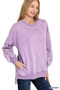 OTW-4552Y Acid Wash Pullover Lavender