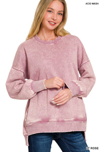 OTW-4552Y Acid Wash Pullover Lt Rose