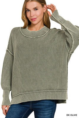 TWW-2324A5 Oversized Sweater Dk Olive