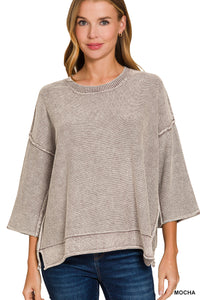 TWW-2610Y 3/4 Sleeve Sweater Mocha