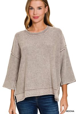 TWW-2610Y 3/4 Sleeve Sweater Mocha