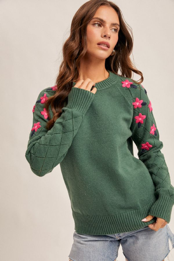 Floral Crew Neck Sweater