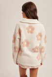 38640 Floral Zip Up Sweater
