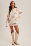 38640 Floral Zip Up Sweater