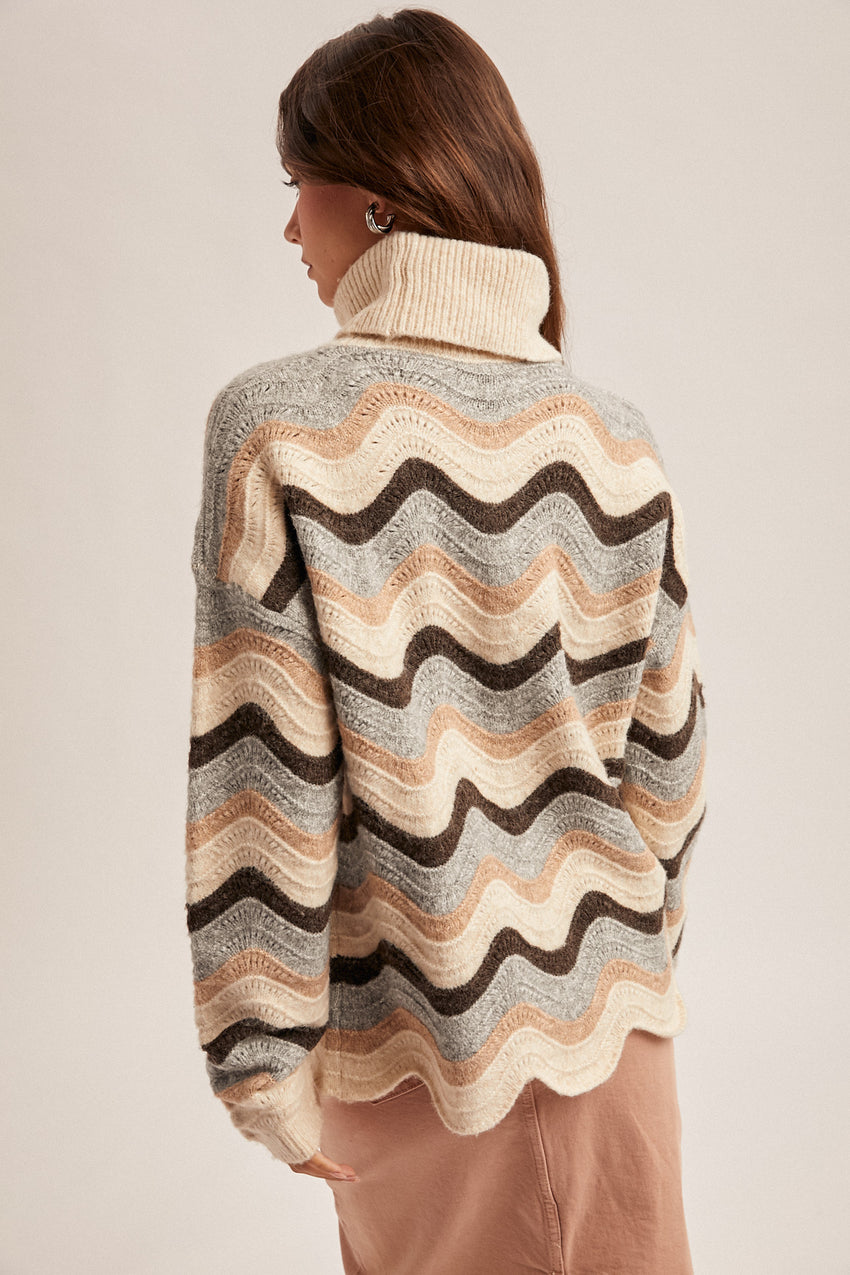 Wave Stripe Turtleneck